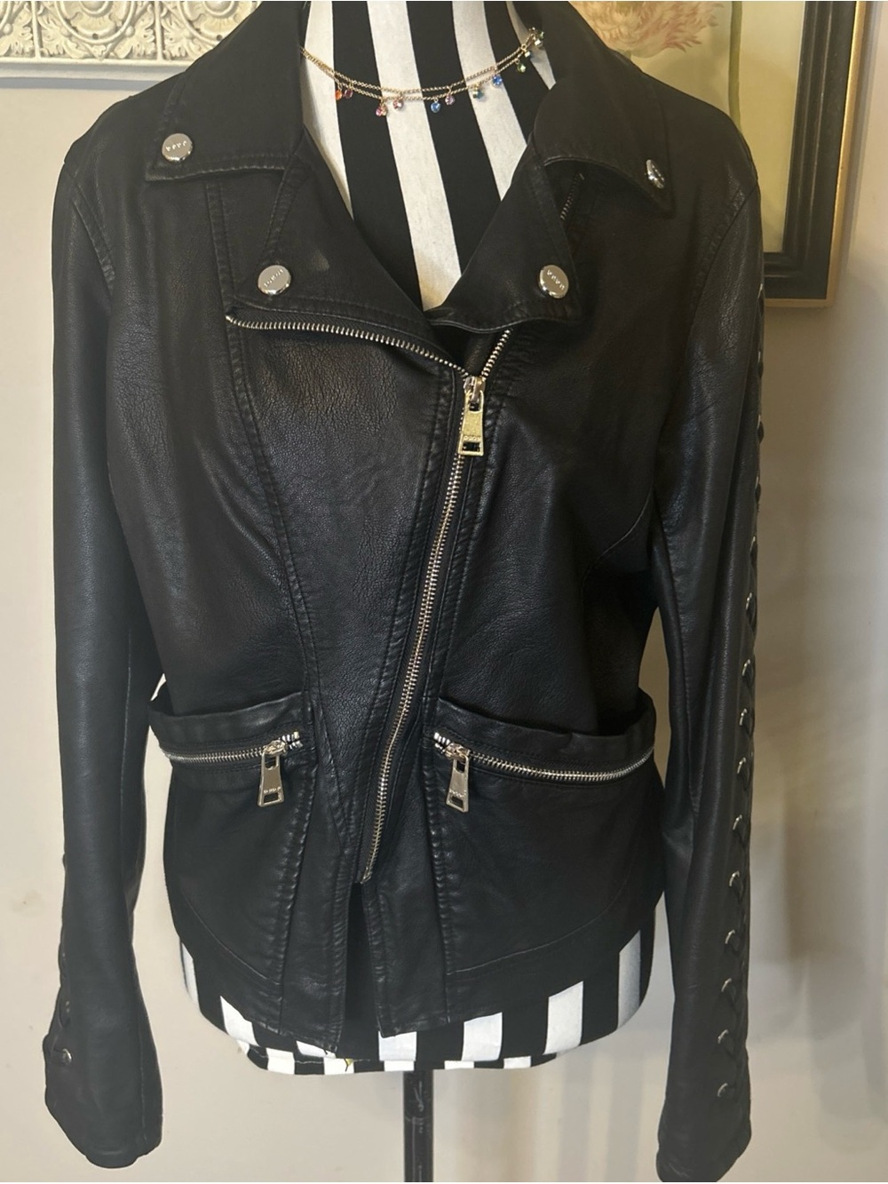 Bebe Y2K Black Faux Leather Moto Jacket - Women's